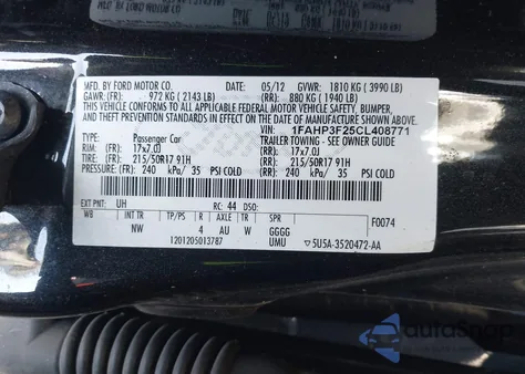 2012 Ford Focus Se из США, поврежденный, VIN 1FAHP3F25CL408771